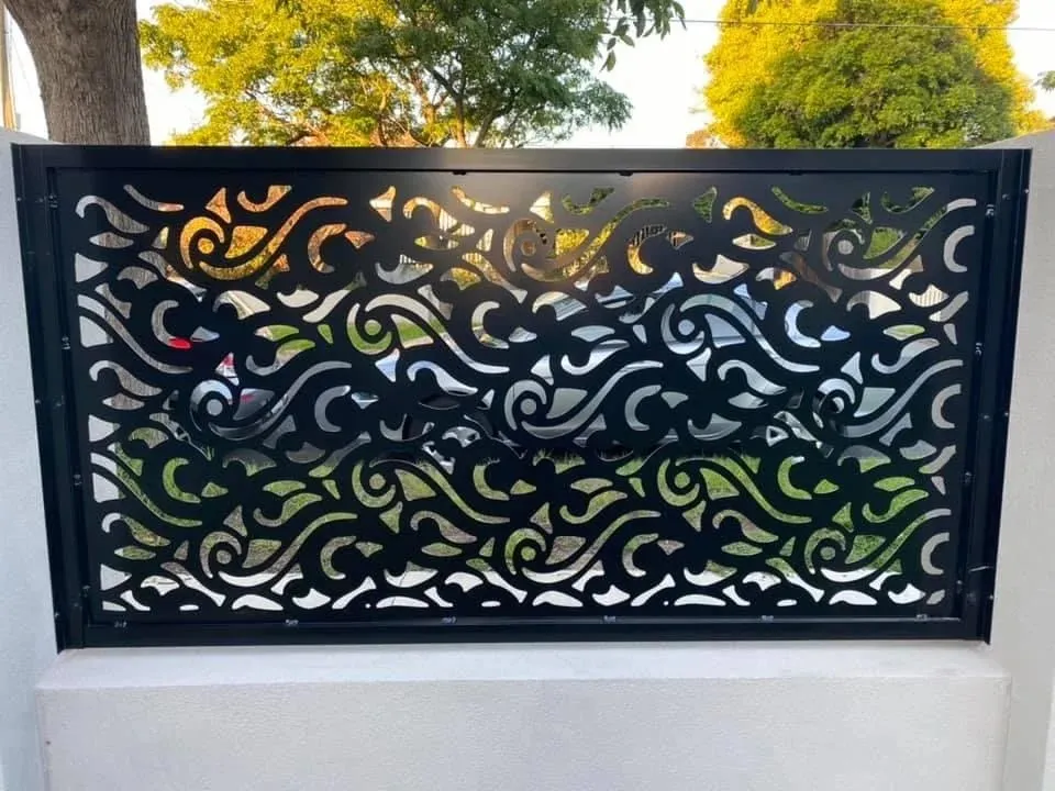 Art screen panels and gates, cut and fabricated